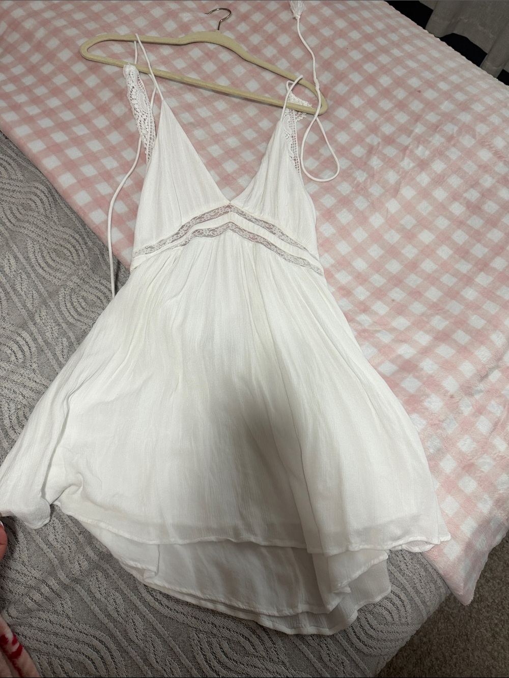 White Lace-Trim Dress
